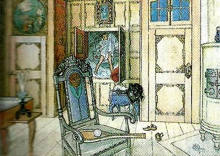 Carl Larsson gammelrummet Norge oil painting art